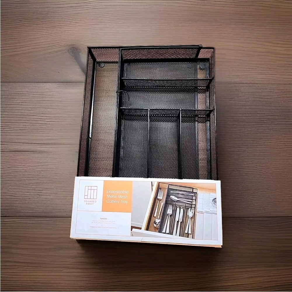 Large Expandable Metal Mesh Cutlery Tray